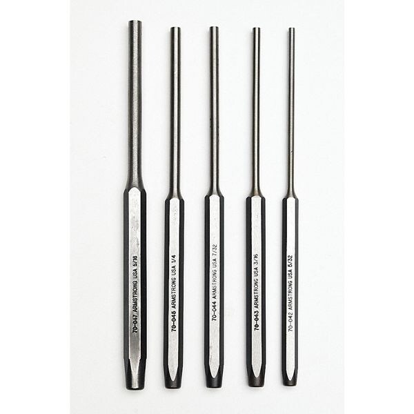 Armstrong Industrial Hand Tools Drive Pin Punch Set, Carbon Tool Steel 70556 Zoro