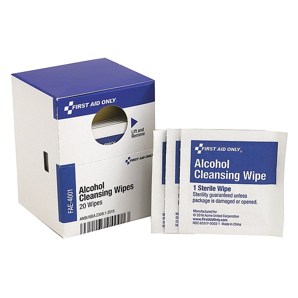 First Aid Only First Aid Kit Refill, Alcohol Wipes, 20 Per Box FAE4001