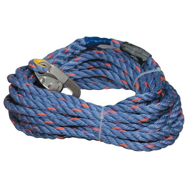 Miller Vertical Lifeline, 25 ft., Blue, Gray 300L-Z7/25FTBL | Zoro