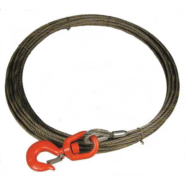 LiftAll Winch Cable, 3/8 In. x 75 ft., Includes Swivel Latch Hook