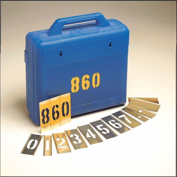 Zoro Select Interlocking Stencil, Numb&Letters, Brass, 6A231