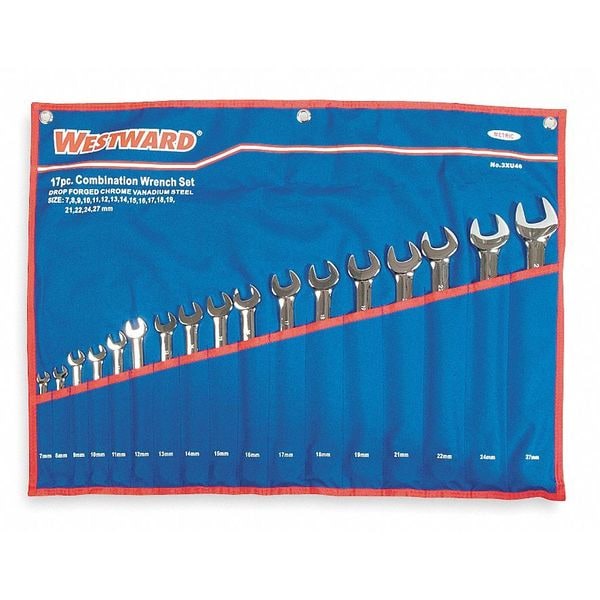 Westward Combo Wrench Set, Full Polish, 727mm, 17Pc 3XU46 Zoro