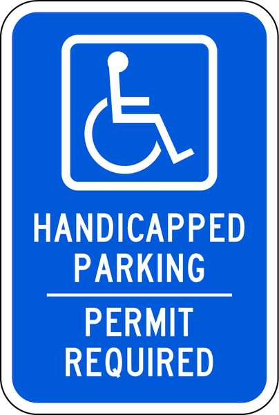 Zing Handicap Parking Sign, 12" W, 18" H, English, Aluminum 2350