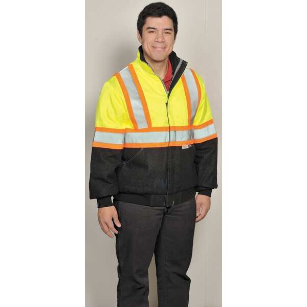 Zoro Select Safety Jacket, Class 2, Lime/Black, Med AJY645SC2BMED | Zoro