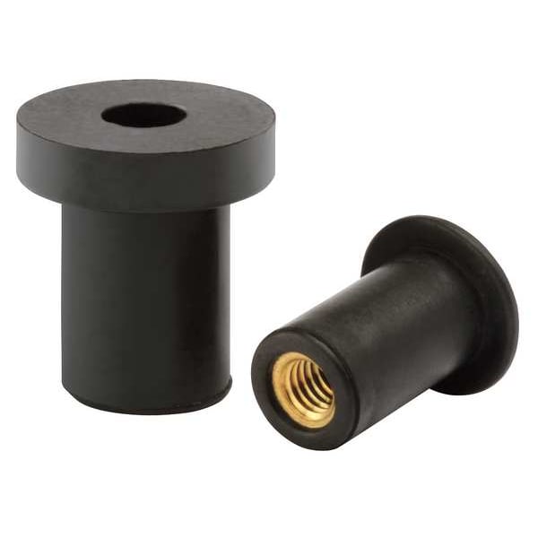 Stanley Engineered Fastening Rivet Nut, 3/8"-16 Thread Size, 10.162 in Flange Dia., 1.062 in L, Rubber, 5 PK 347008/351