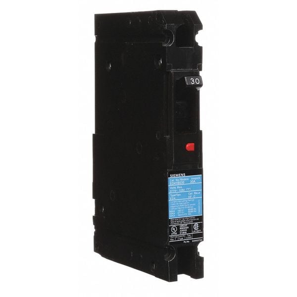 Siemens Molded Case Circuit Breaker, 30A, 277V AC, 1 Pole, Lug In Panelboard Mounting Style, HED4 Series HED41B030