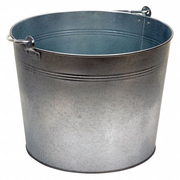 Zoro Select 5 gal Round Tapered Bucket, Silver, Steel BKT-GAL-500