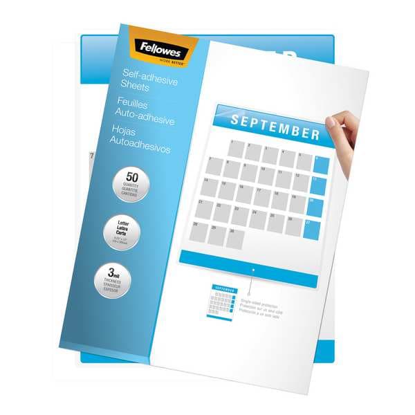 Fellowes Laminating Pouch, 3 mil, PK50 5221502 Zoro