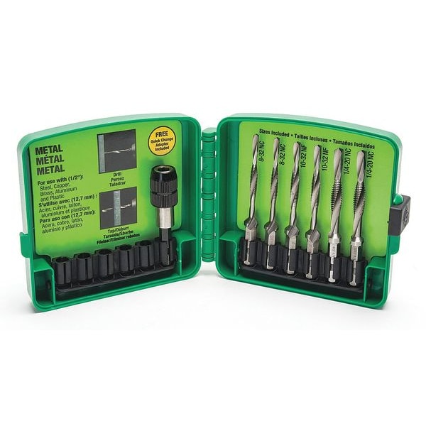 Greenlee Drill/Tap/Countersink Set, HSS, 7 pcs. LDTAPKIT Zoro