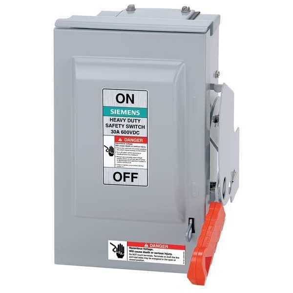 Siemens Nonfusible Solar Safety Disconnect Switch, 30 A, 600V AC/DC, 3 pole, NEMA 1 HNF361PV