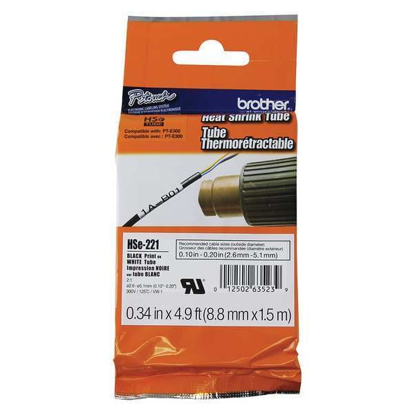 Brother Heat Shrink Tubing 0.34" x 5 ft., White HSE221 | Zoro