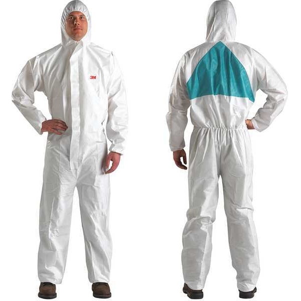 3M Disposable Coveralls, Large, White, SMMMS, Zipper 4520-L