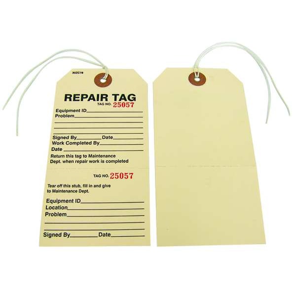 Badger Tag & Label Repair Tag, 2-7/8 in W x 5-3/4 in H, PK100 108