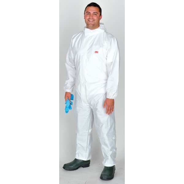 3M Hooded Disposable Coveralls, 2XL, White, Microporous Laminate