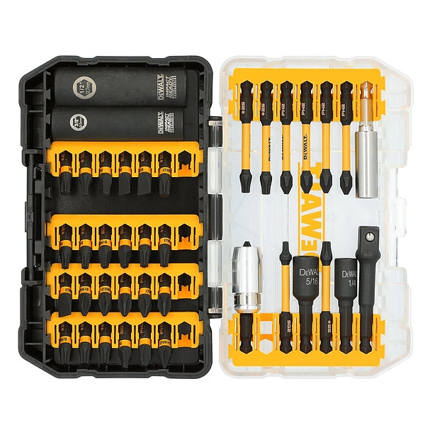Dewalt Screwdriver Bit Sets, 1/4 Hex Shank, PK40 DWANGFT40SET Zoro