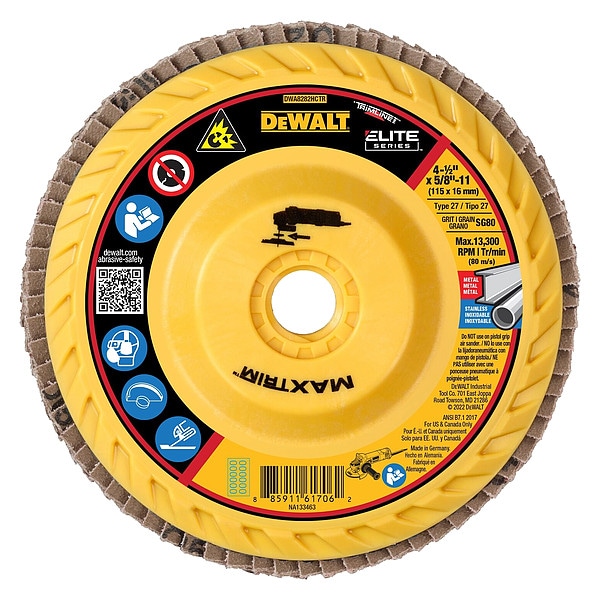 Dewalt XP(TM) Ceramic MAXTRIM Trimmable Flap Disc DWA8282HCTR Zoro