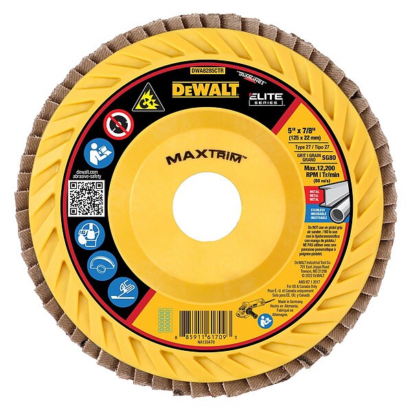 Dewalt XP(TM) Ceramic MAXTRIM Trimmable Flap Disc DWA8285CTR Zoro