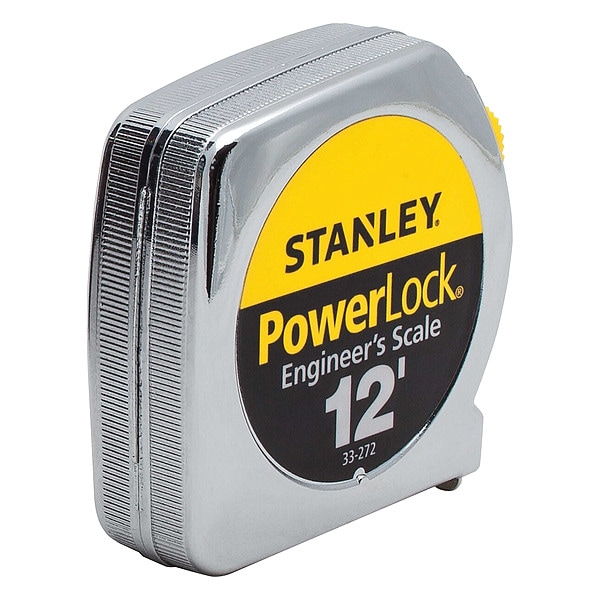 Stanley Tape Measure, Inch/Engineer's Scale, Single Hook