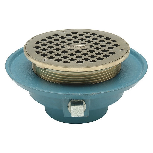 Zurn 2" Pipe Dia. Cast Iron, Nickel Bronze Adjustable Floor Drain
