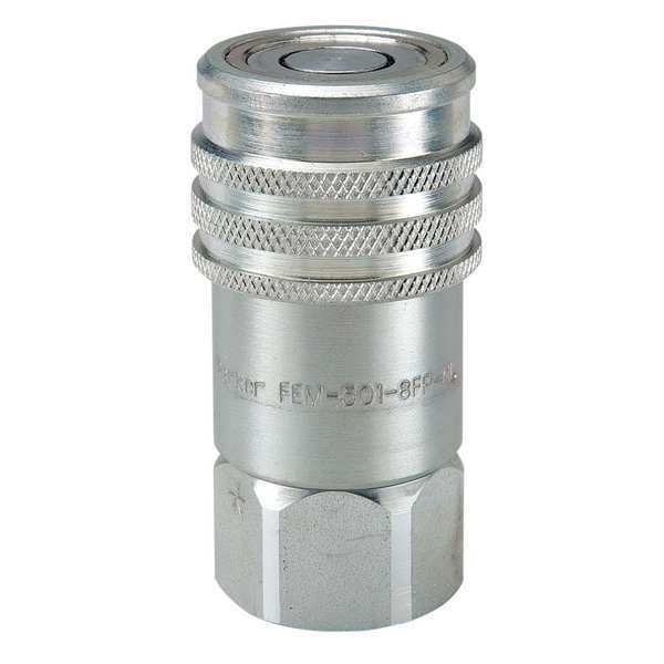 Parker Hydraulic Quick Connect Hose Coupling, Steel Body, Push-to