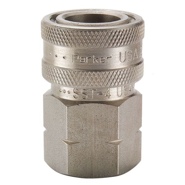 Parker Hydraulic Quick Connect Hose Coupling, 303 Stainless Steel