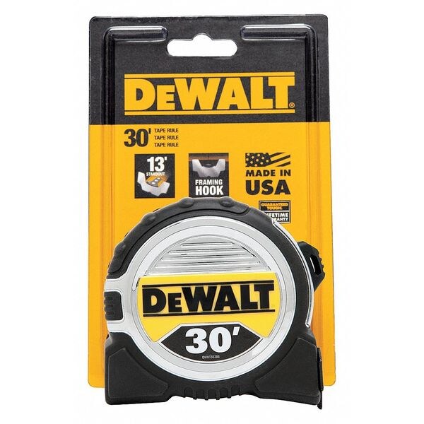 Dewalt Tape Measure, 30 ft., Steel, Auto Retract DWHT33386 Zoro