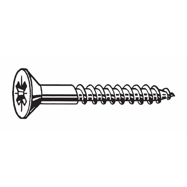 Zoro Select Wood Screw, #12, 3 in, Plain 18-8 Stainless Steel Flat Head Phillips Drive, 100 PK U51876.021.0300