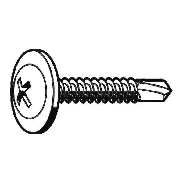 Zoro Select Self-Drilling Screw, #8 x 1-5/8 in, Zinc Plated