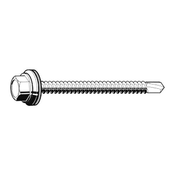 Zoro Select Self-Drilling Screw, #8 x 3/4 in, Zinc Plated Steel Hex Head Hex Drive, 4000 PK B31702.016.0075