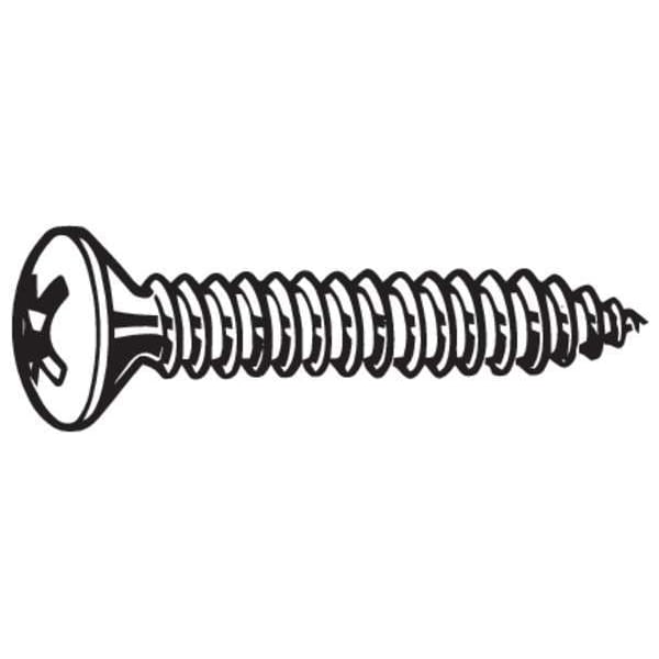 Zoro Select Sheet Metal Screw, #4 x 1/2 in, Plain 18-8 Stainless Steel Oval Head Phillips Drive, 100 PK U51690.011.0050