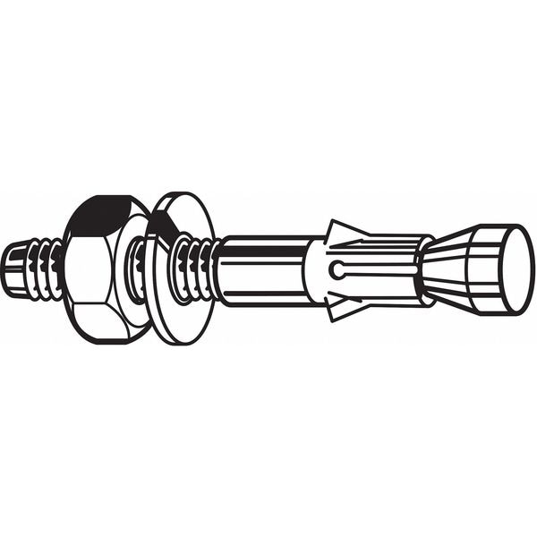 Zoro Select Wedge Anchor, 1/2" Dia., 3-3/4" L, 18-8 Stainless Steel Plain, 10 PK U70420.050.0375 - main