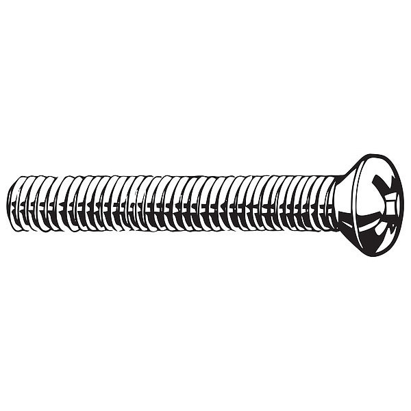 Zoro Select #10-24 x 2 in Phillips Oval Machine Screw, Plain 18-8 Stainless Steel, 50 PK U51320.019.0200