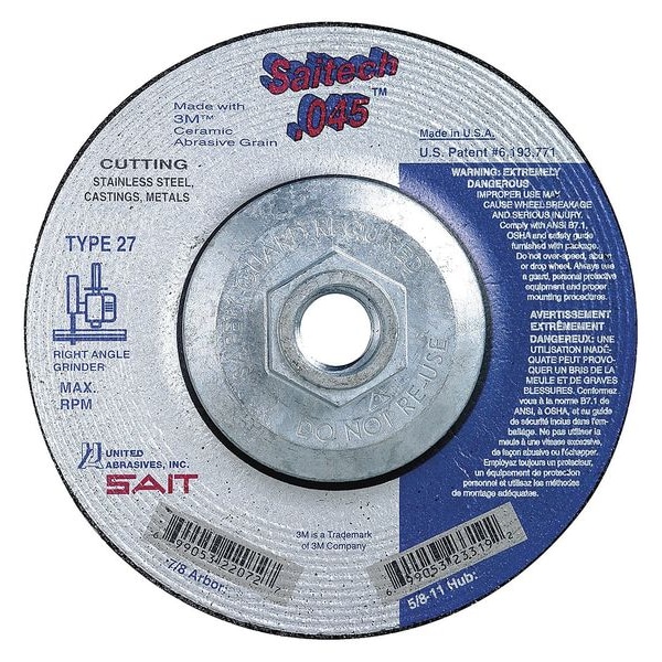 United Abrasives/Sait Depressed Center Cut-Off Wheel, Type