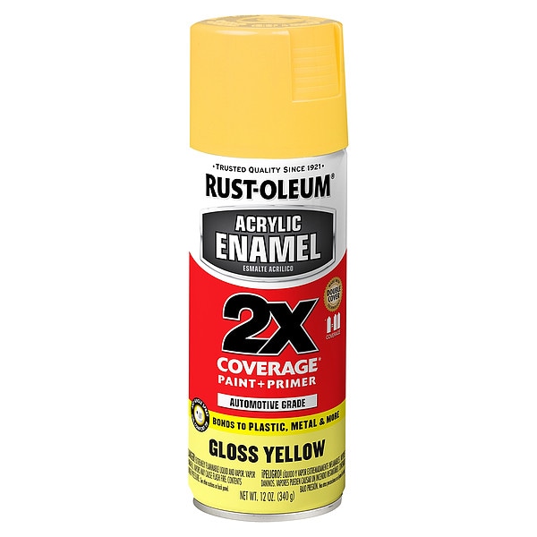 RustOleum Acrylic Enamel Spray Paint, Gloss, Yellow 316890 Zoro