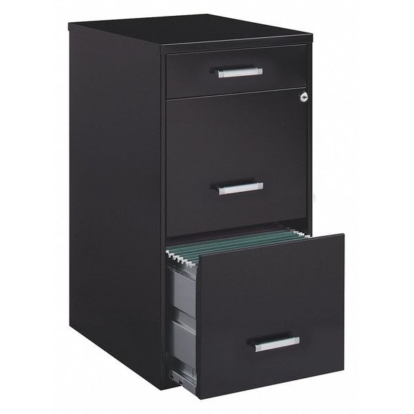 Space Solutions 14.25 in W 3 Drawer SOHO Vertical, Black