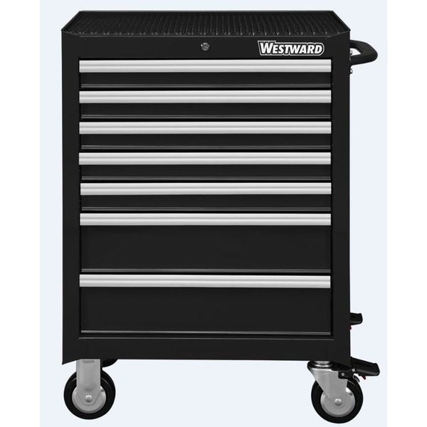 Westward WESTWARD Rolling Tool Cabinet, 7-Drawers, Gloss Black, 27
