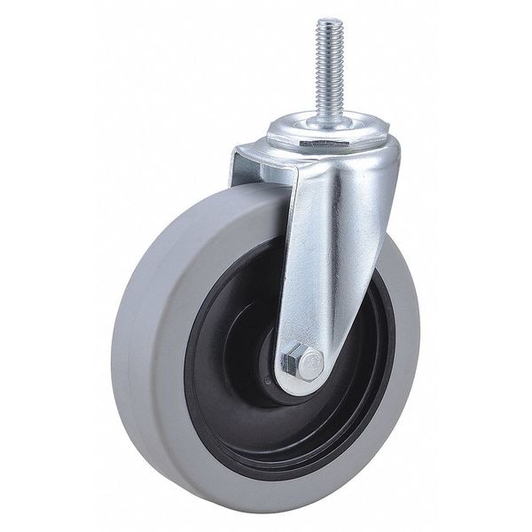 Zoro Select Swivel Stem Caster, Polyurthn, 5 in, 300 lb