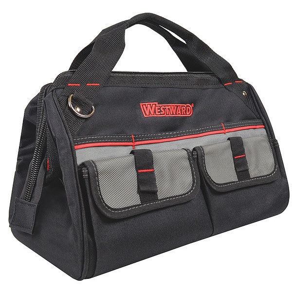 Westward Wide-Mouth Tool Bag, 600d Polyester, 21 Pockets, Black, 9-1/4 ...