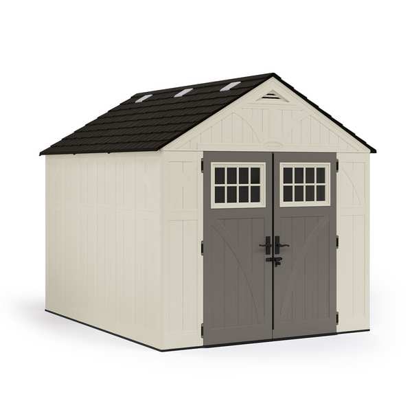Suncast Storage Shed, Resin, 547 cu ft, Vanilla/Slate/Stoney/Black