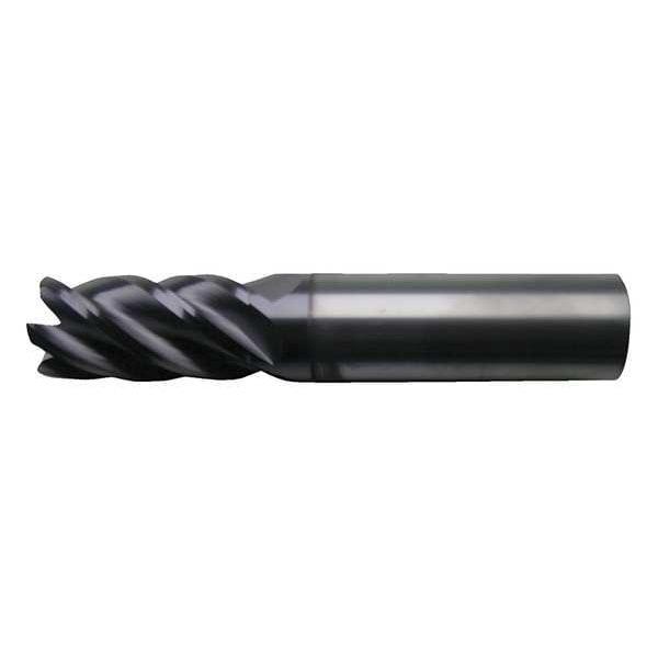Cleveland 5-Flute Carbide High-Perf Square Single End Mill for Ferrous Matl CTD CEM-V2-5R Bright 1/4x1/4x1/2x2 C60531
