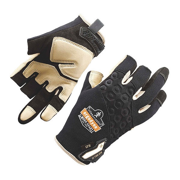 Proflex By Ergodyne Framing Finger Mechanics Gloves, M, Black, Padded