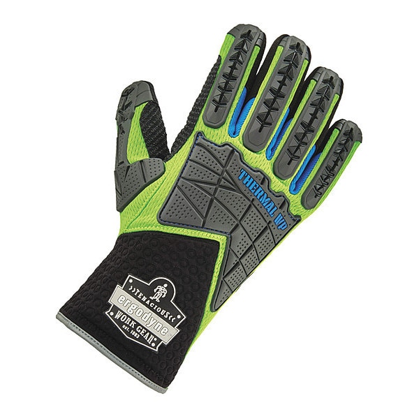 Proflex By Ergodyne Impact Reducing Gloves, Lime, Grip 925WP