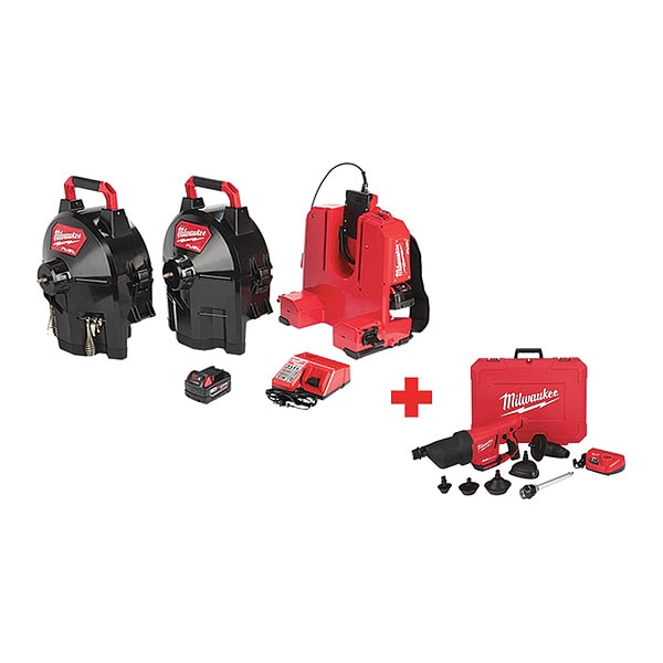 Milwaukee Tool 100 ft Cordless Drain Cleaning Machine, 18V 2775C222