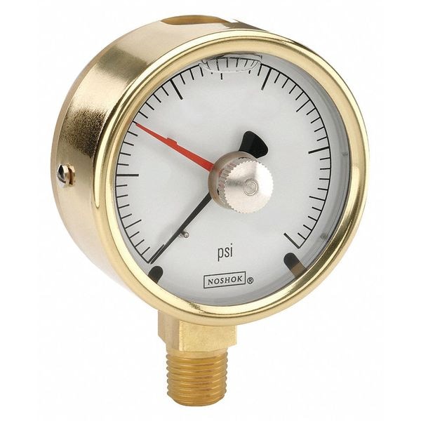 Noshok Brass Case Pressure Gauge, MIP, 3000 psi 253003000MIP Zoro