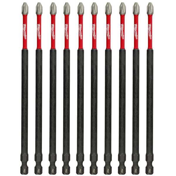 Milwaukee Tool SHOCKWAVE 6 in Phillips #2 Impact Duty Power Bit, 10-Piece Pack 48-32-4207