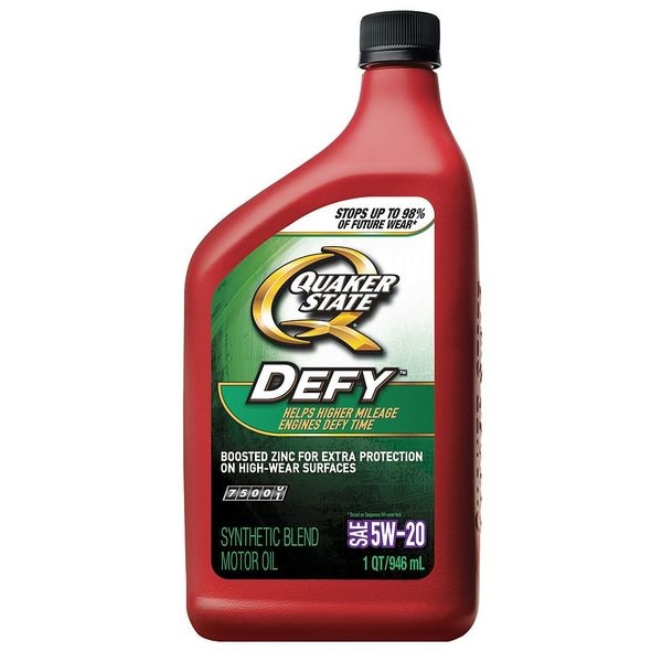 Quaker State Engine Oil, 5W-20, Synthetic Blend, 1 Qt., Defy 550024101