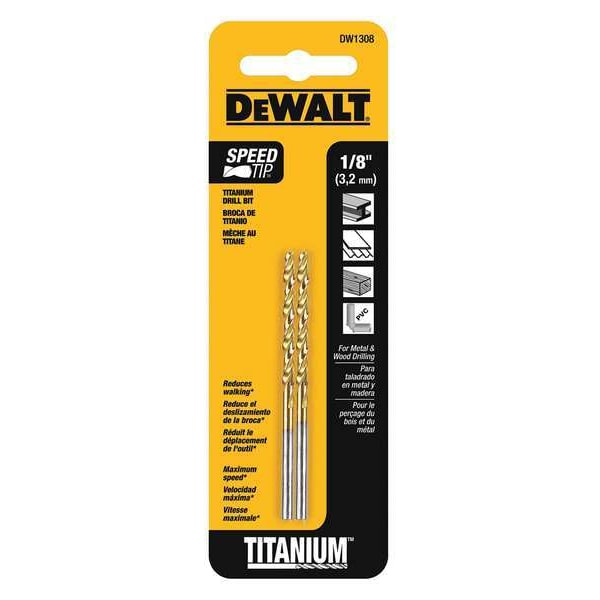Dewalt 1/8" Titanium Speed Tip Drill Bit ( 2 pack) DW1308
