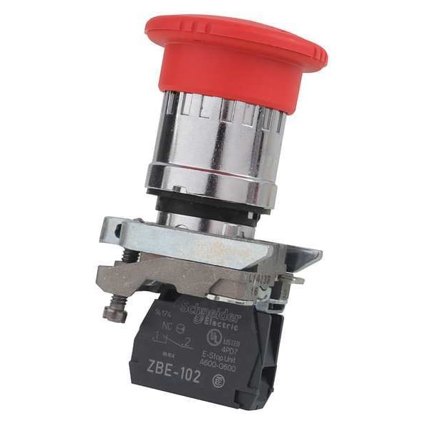 Schneider Electric Emergency Stop Push Button, 22 mm, 1NC, Red XB4BS8442