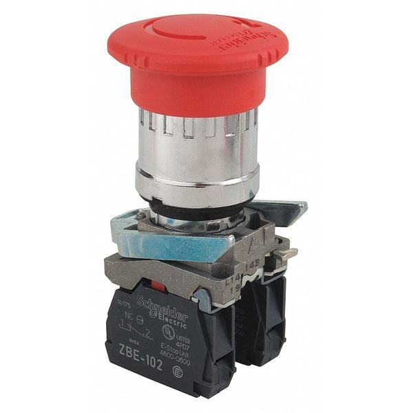 Schneider Electric Emergency Stop Push Button, 22 mm, 2NC, Maintained Push/Turn to Release, Red XB4BS8444