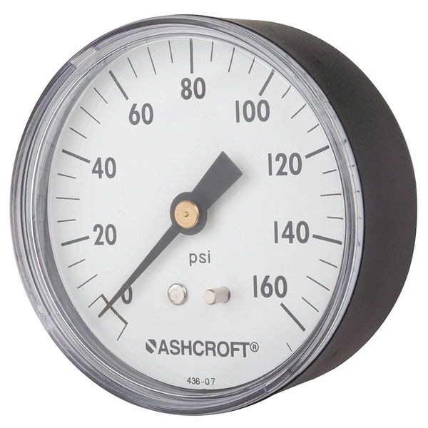 Ashcroft Pressure Gauge, 0 to 160 psi, 1/4 in MNPT, Plastic, Black